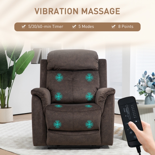 HOMCOM Massage Recliner Chair with 8-Point Vibration, Manual Fabric Reclining Sofa Chair for Living Room with Side Pockets, Remote Control,