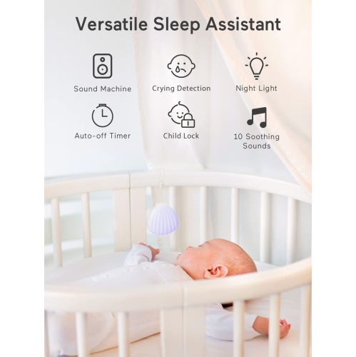 Appareil sonore portatif MomCozy, machine à bruit blanc avec 15 sons apaisants, veilleuse, USB rechargeable