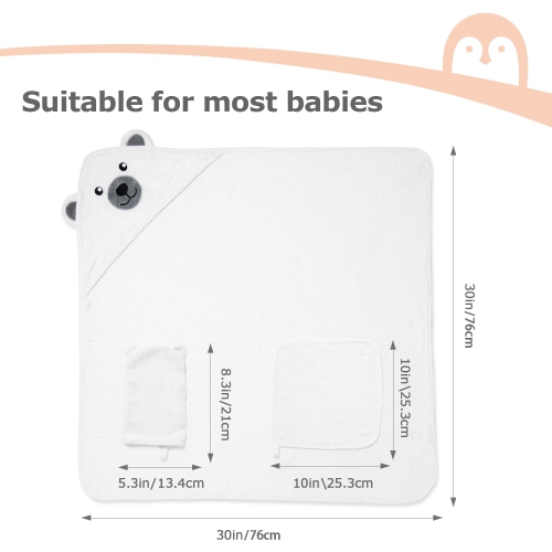 Momcozy Baby Bath Towel Set, Baby Towel with Hood, Baby Bath Glove, Extremely Soft, Breathable