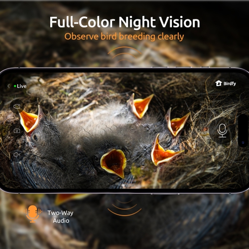 Netvue Birdfy Bird House with Dual Cameras for Bird Nesting and Hatching, Bird Nest Equipped with Temperature & Humidity Sensors