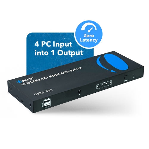 OREI 4K@60Hz 4X1 HDMI KVM Switch With RS-232 Control