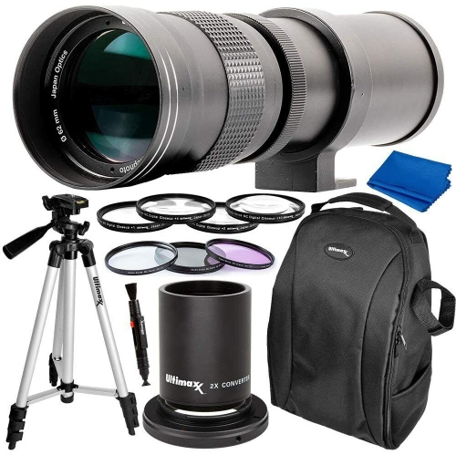 ULTIMAXX  420-800MM F/8 Telephoto Zoom Lens Bundle for Nikon D850 D810 D750 D610