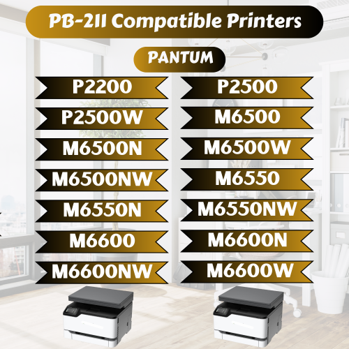 PRINTOXE® PB-211 Compatible 2 Toner Cartridges PB211 Replacement for Pantum P2200 P2500 P2500W M6500 M6500N M6500W M6500NW M6550 M6550N M6550NW M6600