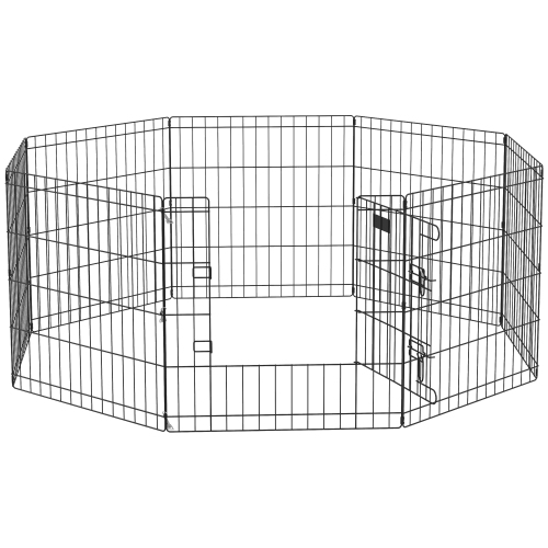 PawHut Dog Playpen Puppy Play Pen, Pet Exercise Fences for Outside Indoor, Foldable Dog Kennel, 24"H