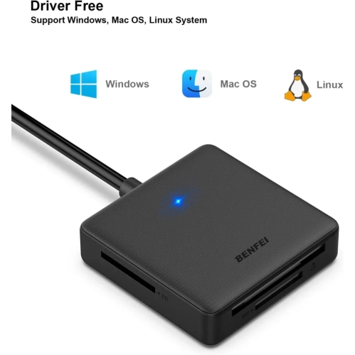 Lecteur de cartes mémoire 4 in1 - Adaptateur de lecteur de cartes MS CF USB-C vers SD Micro SD de GENER | compatible avec iPhone 15 Pro/Max, MacBook