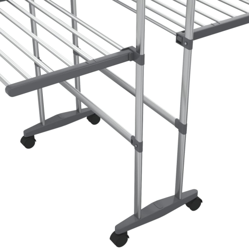 vidaXL 3-Tier Laundry Drying Rack with Wheels Silver 60x70x129 cm