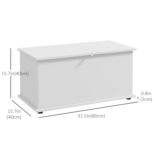 HOMCOM 31.5" Lift Top Storage Chest with 2 Safety Hinges, Storage Box Organizer with Flip-Top Lid, Entryway Storage Bench, White
