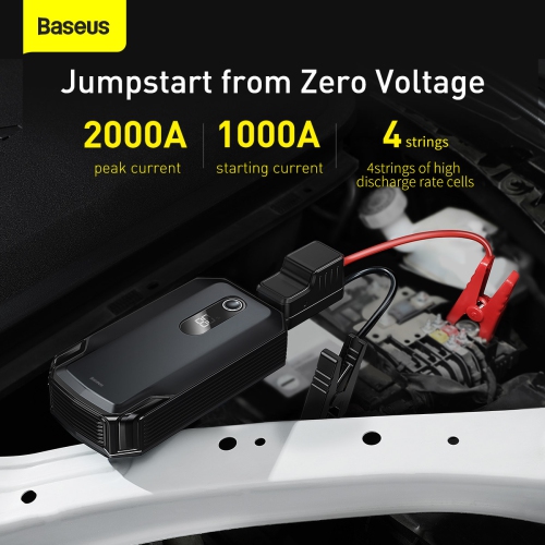 Baseus Car Jump Starter 20000mAh 2000A Power Bank Portable Car Booster Emergency Battery Charger Car Starter Black