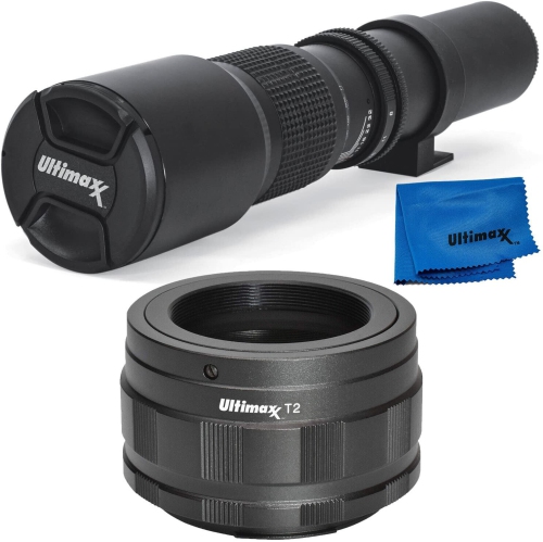 ULTIMAXX  Super 500MM F/8 Manual Telephoto Lens for Sony A5100 A6000 A6400 A6600 A7 Iii