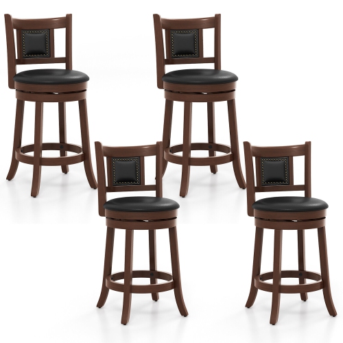GYMAX  25.5" Swivel Bar Stool Set Of 4 Counter Height Bar Stools Armless Chairs for Pub