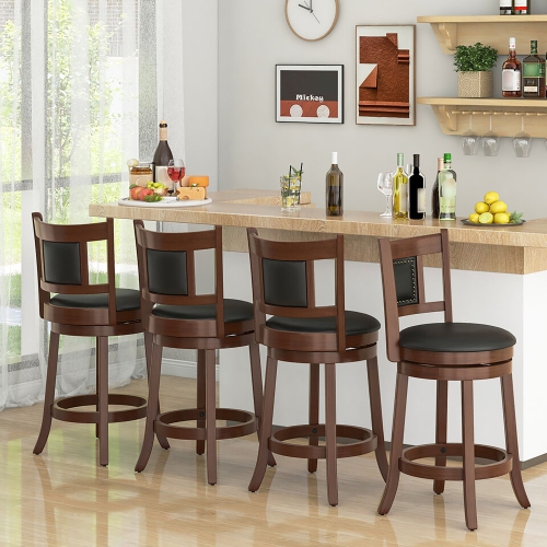 Gymax 25.5'' Swivel Bar Stool Set of 4 Counter Height Bar Stools Armless Chairs for Pub