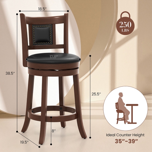 Gymax 25.5'' Swivel Bar Stool Set of 4 Counter Height Bar Stools Armless Chairs for Pub