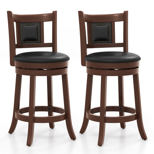 GYMAX  25.5" Swivel Bar Stool Set Of 2 Counter Height Bar Stools Armless Chairs for Pub