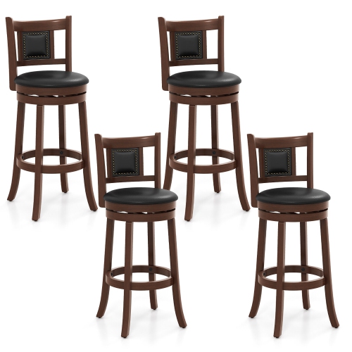GYMAX  30.5" Swivel Bar Stool Set Of 4 Counter Height Bar Stools Armless Chairs for Pub