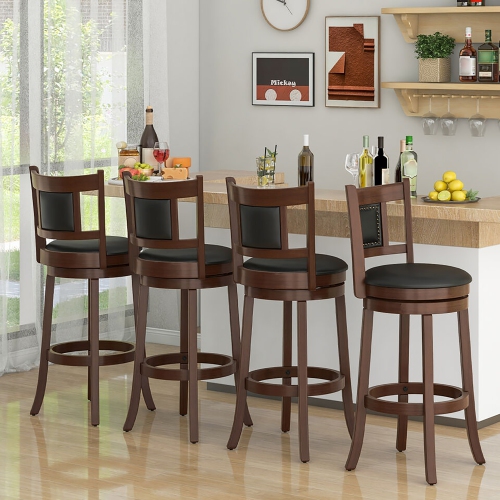 Gymax 30.5'' Swivel Bar Stool Set of 4 Counter Height Bar Stools Armless Chairs for Pub