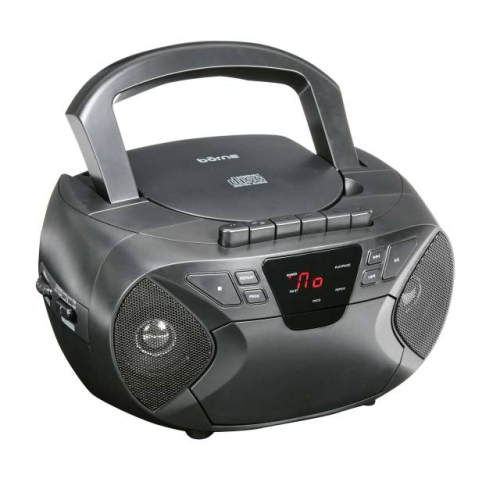 Borne Cassette & CD Player Portable Am/FM Boombox - Black