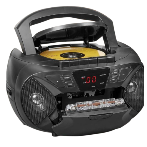 Borne Cassette & CD Player Portable Am/FM Boombox - Black