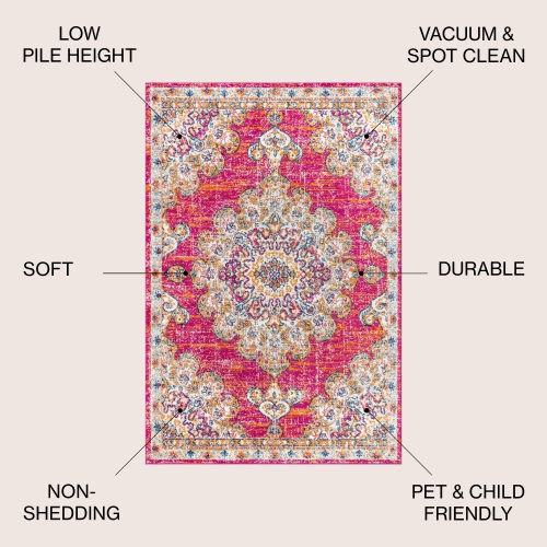 Leann Bohemian Flair Boho Vintage Medallion Area Rug