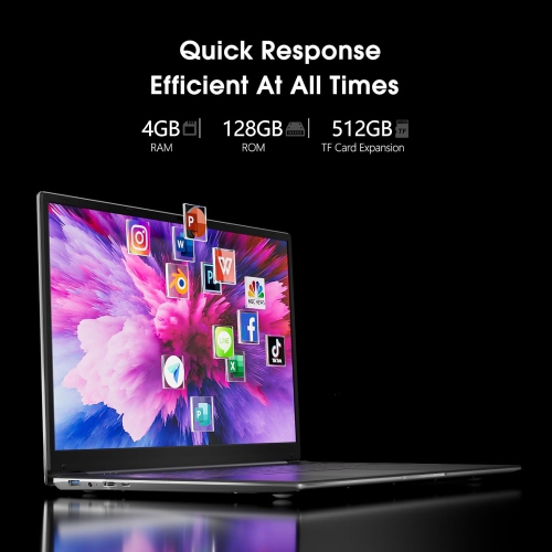 SGIN 17 Inch Laptops, 4GB RAM 128GB SSD Laptop Computer with 1920 * 1080 IPS Display, with Intel Celeron Quad Core Processor, Mini HDMI, Webcam,