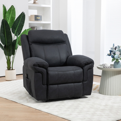 Fauteuil de massage inclinable à 8 points de HOMCOM, fauteuil inclinable manuel en microfibre pour salon avec pochettes latérales, repose-pieds,