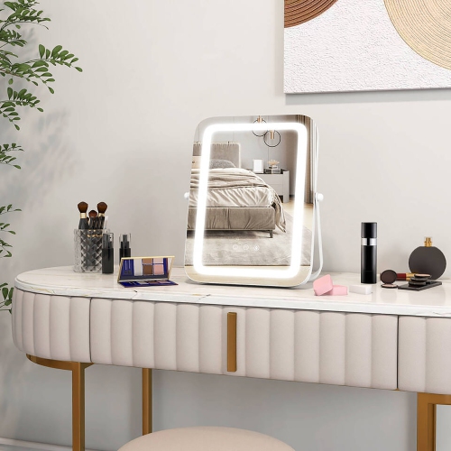 Gymax 16'' x 12'' 3-Color LED Vanity Mirror 360° Rotation Dimmable Touch Control