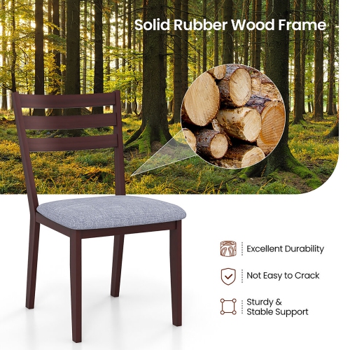 Gymax Upholstered Dining Chair Set of 4 Armless Cushioned Seat Hollow Curved Backrest