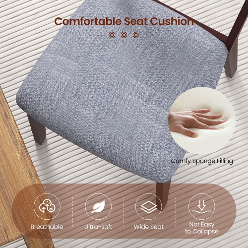 Gymax Upholstered Dining Chair Set of 4 Armless Cushioned Seat Hollow Curved Backrest