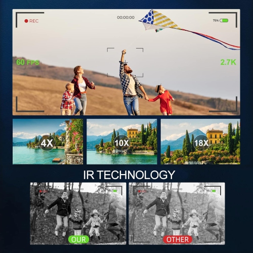 Caméscope 2,7K caméra vidéo Ultra HD 42 Mpx 18X YouTube Live Stream enregistreur vidéo avec carte TF 32 Go