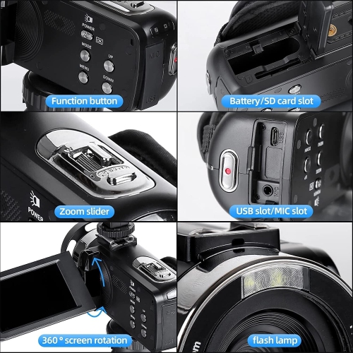 Caméscope 2,7K caméra vidéo Ultra HD 42 Mpx 18X YouTube Live Stream enregistreur vidéo avec carte TF 32 Go