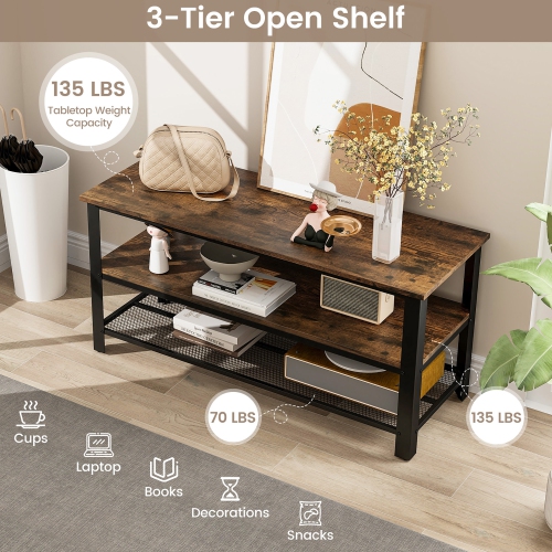 Gymax TV Stand for TVs up to 50 Inches 3-Tier Entertainment Center