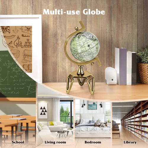 Gymax 5/8/10'' Geographic Rotating World Globe w/ Triangle Metal Stand Meridian Educational