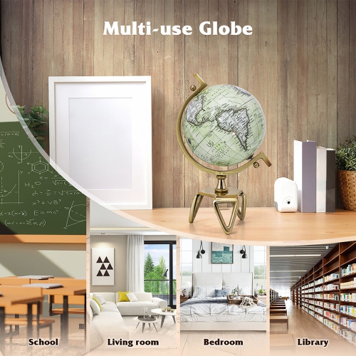 Gymax 5/8/10'' Geographic Rotating World Globe w/ Triangle Metal Stand Meridian Educational