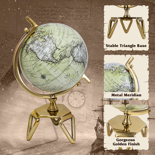 Gymax 5/8/10'' Geographic Rotating World Globe w/ Triangle Metal Stand Meridian Educational