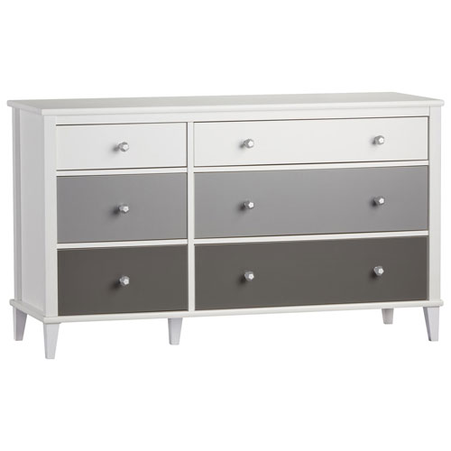 Monarch Hill Poppy Transitional 6-Drawer Kids Dresser - White / Grey