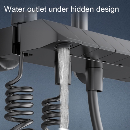 Shower Faucet Set Gun Gray Digital Display Shower System, 4 Function Bathroom Rain Shower Combo Set Brass Bathtub Faucet with 3 Mode Hand Shower and