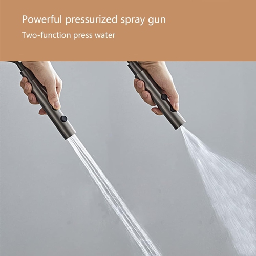 Shower Faucet Set Gun Gray Digital Display Shower System, 4 Function Bathroom Rain Shower Combo Set Brass Bathtub Faucet with 3 Mode Hand Shower and