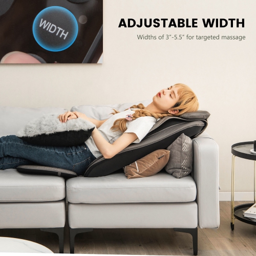 Gymax Massage Chair Pad Heat Vibration Back Massage w/ Removable Neck Pillow Back Flap