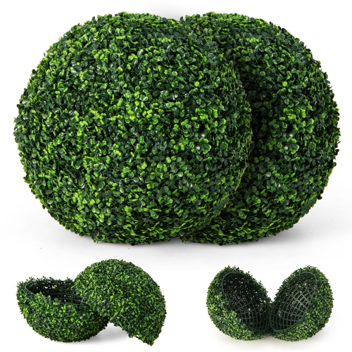 TOPBUY  2 PCs Artificial Boxwood Topiary Balls 19" Faux Plants Decorative Boxwood Balls Sun-Protection Indoor & Outdoor Greenery Decoration