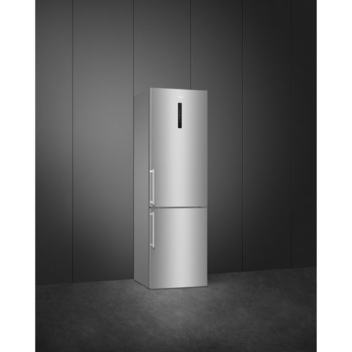 Smeg 24" 12.5 Cu. Ft. Bottom Freezer Refrigerator with LED Lighting (FC20UXDNE) - Stainless Steel