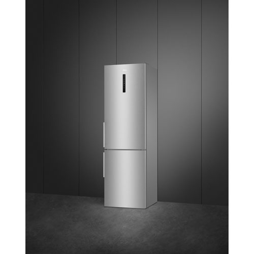Smeg 24" 12.5 Cu. Ft. Bottom Freezer Refrigerator with LED Lighting (FC20UXDNE) - Stainless Steel