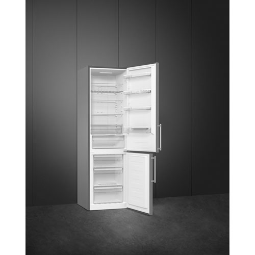 Smeg 24" 12.5 Cu. Ft. Bottom Freezer Refrigerator with LED Lighting (FC20UXDNE) - Stainless Steel