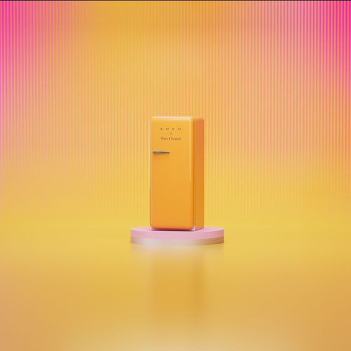 Réfrigérateur à congélateur supérieur de 24 po 9,9 pi³ avec éclairage DEL Veuve Clicquot de Smeg - Orange