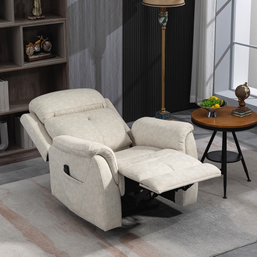 Fauteuil de massage inclinable de HOMCOM avec vibrations à 8 points, fauteuil inclinable manuel en tissu pour le salon avec pochettes latérales,