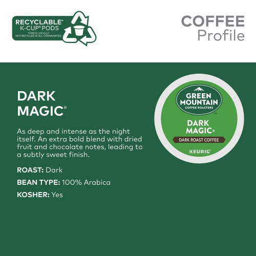 Green Mountain Coffee Roasters Dark Magic, Single-Serve Keurig K-Cup Pods, Dark Roast Coffee, 24 Count