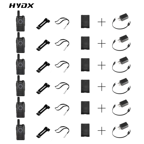 Compact Black Walkie Talkies - Set of 6, Licensed-Free