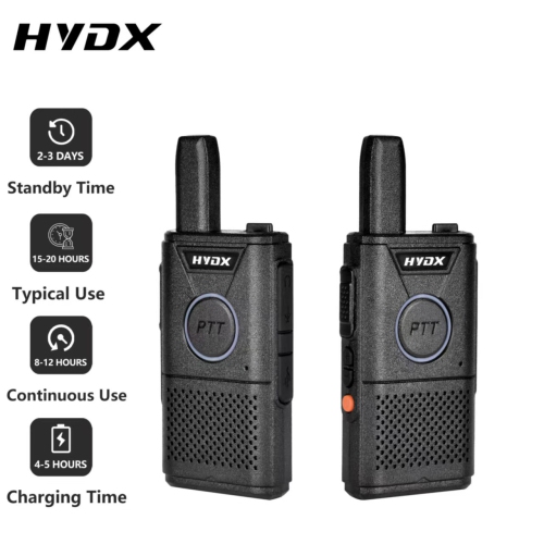 Compact Black Walkie Talkies - Set of 6, Licensed-Free