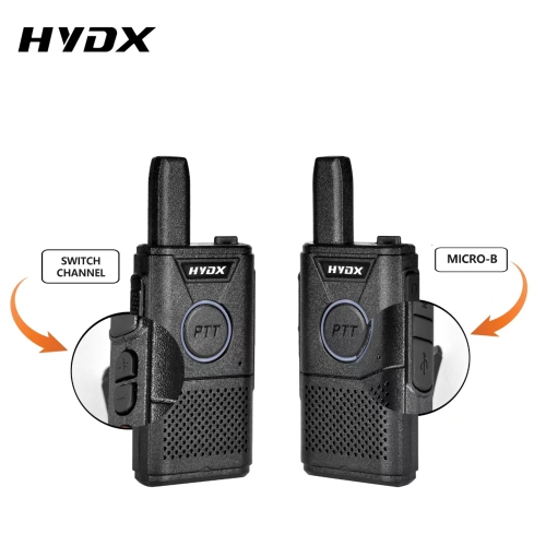 Compact Black Walkie Talkies - Set of 6, Licensed-Free