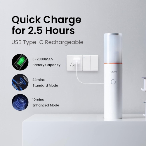 Aspirateur portatif sans fil de ROIDMI pour la voiture, mini aspirateur rechargeable pour le bureau à domicile