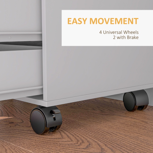 HOMCOM Lateral Filing Cabinet, 5-Drawers File Cabinet with Door and Adjustable Shelf, Mobile Office Storage Cabinet on Wheels, Printer Stand for Home