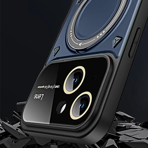 Étui magnétique hybride avec support MagSafe de Blue pour iPhone 13/14